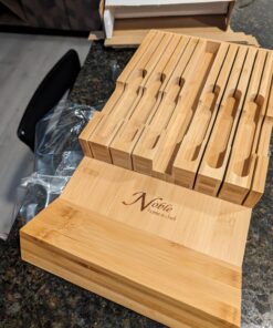 In-Drawer Bamboo Knife Block Holds 12 Knives (Not Included) Without Pointing Up PLUS a Slot for your Knife Sharpener! Noble home & chef Knife Organizer Made from Quality Moso Bamboo 12 Holder 34 71WcXdgsU6L