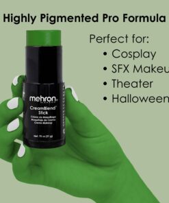 Mehron Makeup CreamBlend Stick | Face Paint, Body Paint, & Foundation Cream Makeup | Body Paint Stick .75 oz (21 g) (Green) Green 0.75 Ounce (Pack of 1) 27 71WchLHZ53L