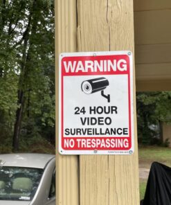 Faittoo 4-Pack Video Surveillance Sign, No Trespassing Metal Reflective Warning Sign, 10 x7 Inches 0.40 Aluminum Indoor or Outdoor Use for Home Business CCTV Security Camera,UV Protected & Waterproof Black and Red on White - 4 Pack 19 71WeXoFh1nL