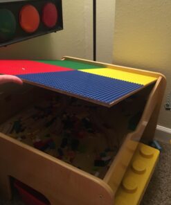 KidKraft 2-in-1 Reversible Top Activity Table with 200 Building Bricks and 30-Piece Wooden Train Set, Natural, Gift for Ages 3+ 59 71WfmXMvaBL