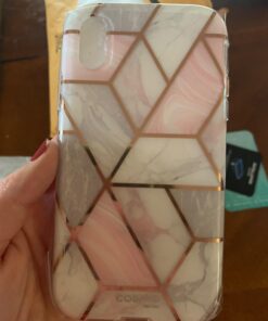 i-Blason Cosmo Full-Body Bumper Case with Built-in Screen Protector for iPhone XR 2018 Release, Pink Marble, 6.1" 51 71WhJzg2OgL
