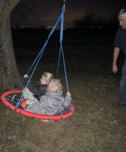 Giant 40 Inch Spider Web Tree Swing, 600 lb Weight Capacity, Durable Steel Frame, Waterproof, Adjustable Ropes, Flag Set and 2 Carabiners, Non-Stop Fun for Kids! Red 28 71WinZlO10L