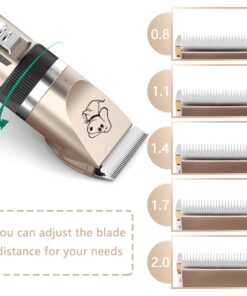 Maxshop Dog Grooming Kit, Low Noise Rechargeable Dogs Shaver Clippers Electric Quiet Dog Hair Trimmer for Dogs and Cats with Comb Guides Scissors Nail Kits (Gold Black) Gold Black 42 71Wj1p5BGhL