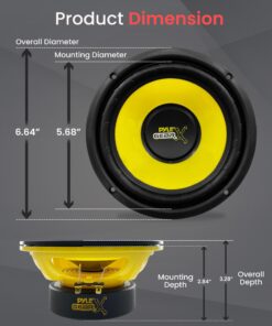 Alternative view of Pyle 6.5 Inch Mid Bass Woofer Sound Speaker System - Pro Loud Range Audio 300 Watt Peak Power w/ 4 Ohm Impedance and 60-20KHz Frequency Response for Car Component Stereo PLG64,Yellow