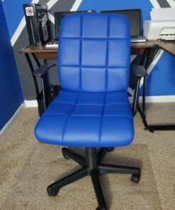 Flash Furniture Clayton Mid-Back Blue Quilted Vinyl Swivel Task Office Chair with Arms 38 71Wmr3ffs9L