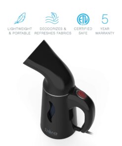 Pure Enrichment® PureSteam™ Portable Handheld Garment Steamer - Ideal for Home or Travel, Fast Heating, Removes Wrinkles on Clothes and Fabric, Auto Shut-Off Safety Feature (Black) Black 22 71WniCFv8mL