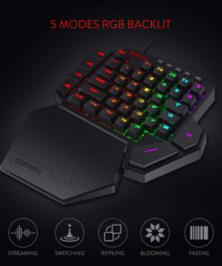 Redragon K585 DITI One-Handed RGB Mechanical Gaming Keyboard, 42 Keys Type-C Professional Gaming Keypad w/Upgraded Hot-Swappable Socket, 7 Onboard Macro Keys & Detachable Wrist Rest Blue Switch Black 32 71Woale3TJL
