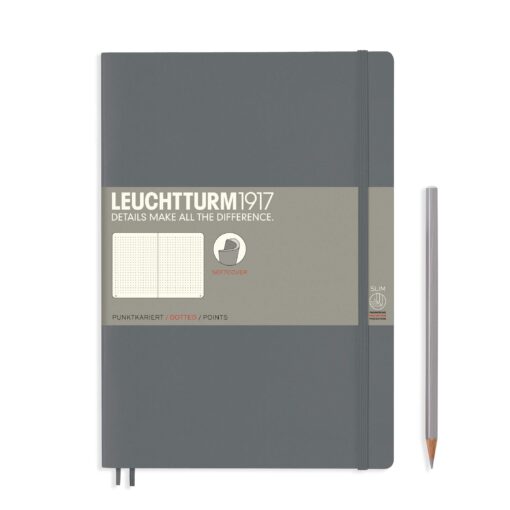 LEUCHTTURM1917 - Notebook Softcover Composition B5-123 Numbered Pages for Writing and Journaling (Dotted, Anthracite) Dotted