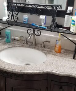 MyGift Black Metal Over The Sink Shelf with Scrollwork Design, 2 Tier Display Stand Organizer for Kitchen Accessories 30 71Wpj0XXL