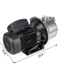 Alternative view of Happybuy Shallow Well Jet Pump with Pressure Switch (750W 1.0HP 17.6GPM 147.6ft) Stainless Steel without Tank 750w 1.0hp 17.6gpm 147.6ft