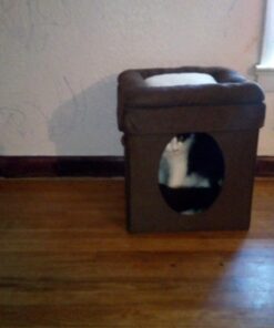 MidWest Homes for Pets 137-BR 'The Original' Curious Cat Cube, Cat House / Cat Condo in Brown Faux Suede & Synthetic Sheepskin Brown Single Story 52 71WsULhK3QL 3