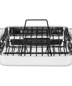 Viking Culinary 3-Ply Stainless Steel Roasting Pan, Includes a Nonstick Rack, Dishwasher, Oven Safe, Works on All Cooktops including Induction 40 71WtRzic XL