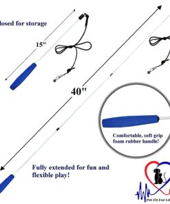 Alternative view of Pet Fit For Life Retractable Interactive Cat or Kitten Wand with 2 Feathers and 1 Soft Furry Combo 2 Feathers + Fish