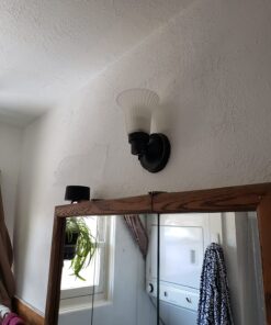 Design House 505115 Village 1-Light Indoor Dimmable Wall Sconce Frosted Flute Glass with Twist On/Off Switch for Bathroom Bedroom Hallway, 8.25" H x 5.1" W, Oil-Rubbed Bronze 42 71Wvr3R0bHL