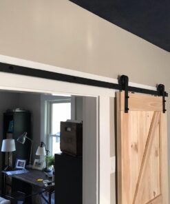 SMARTSTANDARD 6.6 Feet Heavy Duty Sturdy Sliding Barn Door Hardware Kit -Smoothly and Quietly -Easy to Install -Includes Step-by-Step Installation Instruction Fit 40" Wide Door Panel (J Shape Hanger) 42 71Wy9Rw RkL