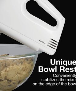 Proctor Silex Easy Mix 5-Speed Electric Hand Mixer with Bowl Rest, Compact and Lightweight, 100 Watts of Peak Power, White 13 71WzkUdU7AL
