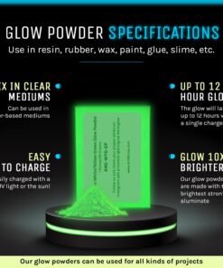 Glow in The Dark Pigment Powder - Neutral and Fluorescent Color for Art Painting, Fine Art, Nail Art Paint, and DIY Crafts - Non-Toxic, Long Lasting 10+ Color Options - Fluorescent Blue - (60 Grams) 60 Grams 28 71X1G6zy HL