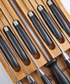 Alternative view of Utoplike In-Drawer Bamboo knife block Drawer Knife Organizer and Holder,Store up to 12 knives and 1 Sharpening Steel (Not Included)