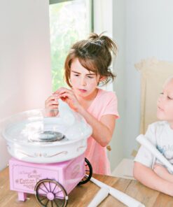 Nostalgia Vintage Hard and Sugar Free Countertop Original Cotton Candy Maker, Includes 2 Reusable Cones And Scoop – Pink, Main 32 71X2bTs VJL