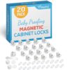 20 Pack Magnetic Cabinet Locks Baby Proofing - Vmaisi Children Proof Cupboard Drawers Latches - Adhesive Easy Installation Standard 20.0 43 71X3IvUbNL