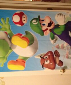 Super Mario Happy Birthday Giant Scene Setters Wall Decorating Kit Party Backdrop, 5 Pieces, Made from Vinyl, Multicolor, 59" x 65" by Amscan 17 71X3XxN4MzL