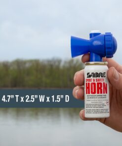 SABRE Sport and Safety Horn, 115 dB Air Horn, 60 ¼ Second or 25 ½ Second Bursts, Audible Up to 1/2-Miles (804-Meters), Perfect for Use at Sporting Events, Boating, Camping, Hiking 11 71X6Rjs2YIL