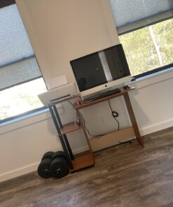 Furinno Efficient Home Laptop Notebook Computer Desk with Square Shelves, Light Cherry/Black Plastic Poles-Square Side 52 71X7QZZtUEL