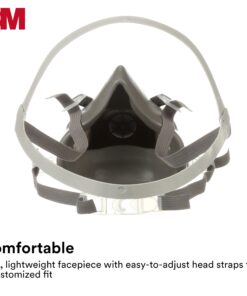 3M Half Facepiece Reusable Respirator 6300, NIOSH, Four-Point Harness, Comfortable Fit, Dual Airline Supplied Air Compatible, Bayonet Connections, Painting, Sanding, Cleaning, Large 20 71X83kHPaBL
