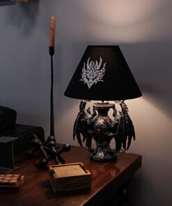 Zeckos Gothic Guardians of Light Medieval Dragons Resin Table Lamp - Dark Fantasy - 19 Inches High - with Black Fabric Tribal Dragon 13 Inch Diameter Lampshade 20 71X9KYmKDL