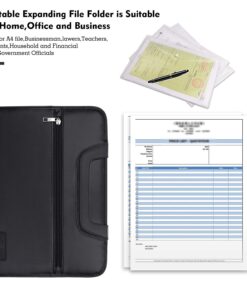 ENGPOW Expanding File Folder with Portable-Handle Document Organizer Briefcase Business Filing Bag A4 and Letter Size 13 Pockets Labels Zipper Closure Fireproof Non-Itchy Silicone Coated 17 71XAGPNqafL