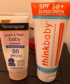 Thinkbaby SPF 50+ Baby Sunscreen – Safe, Natural Sunblock for Babies - Water Resistant Sun Cream – Broad Spectrum UVA/UVB Sun Protection – Vegan Mineral Sun Lotion, 6oz 6 Ounce (Pack of 1) 30 71XBqDu7IdL