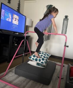 Tepemccu Expandable Gymnastics Bars,Adjustable Height Gymnastic Horizontal Bars,Junior Training Bar Children Folding Training Monkey Bars for Kids… Light Pink 37 71XEBpUJ6TL