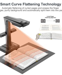 CZUR ET18 Pro Professional Document Scanner, 2nd Gen Auto-Flatten & Deskew Tech, 18MP HD Camera, Capture A3, 186 Languages OCR, Convert to PDF/Searchable PDF/Word/Tiff/Excel, Run On Windows & MacOS 20 71XFofaHNLL