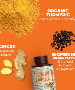 Tumeric and Ginger with Black Pepper - Natural Turmeric Curcumin Joint Support Supplement with Bioperine & 95% Curcuminoids. High Absorption Curcumin Supplements. Digestive & Immune Support. 60 Caps 26 71XFuP2a30L