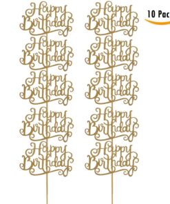 10 Gold Glittery Happy Birthday Cake Toppers. Sparkling Gold Glittery Birthday Cupcake Picks. Cake Smash Birthday Party Decorations, Candle Alternative Set Of 10. By Premium Disposables. 16 71XHEGatIBL