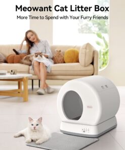 Meowant Self-Cleaning Cat Litter Box, Intelligent Radar Safety Protection Automatic Cat Littler Box for Multiple Cats, Large Capacity/Isolation Odor/APP Control Smart Cat Litter Box with Mat & Liner Gray 29 71XI5TY3xmL