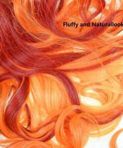 MQ Women Orange Yellow Wigs, Long Curly Wavy Wig for Girls 29.5 Inch Colorful Wigs Cosplay Costume Party Fluffy Wig Synthetic Charming Heat Friendly Ombre Wigs (Yellow to Orange to Red) 29 71XIf4Sfh9L