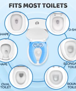 Gimars Upgrade Non-Slip Easily Removed Foldable Travel Potty Seat for Toddlers & Kids, Portable Toilet Seat Cover Fits All Shape Toilets, 6 Large Non-slip Silicone Pads, Free Carry Bag Blue 35 71XKIEOrLWL