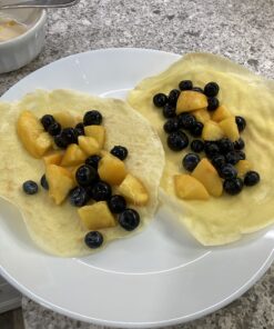 Crepe Maker - Cooks Crepes Bacon, Roti, Tortillas & Pancakes - Nonstick Cooktop - 8-inch Cook Area with On/Off Switch, Automatic Temperature Control & Cool-Touch Handle - Includes Whisk & Spatula 26 71XKQmsjL