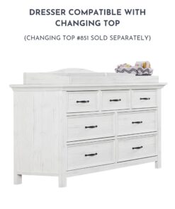 Evolur Belmar Double Dresser in Weathered White, Comes Assembled, Included Anti-Tip Kit, Seven Spacious Drawers, Dresser For Nursery, Bedroom, Wooden Nursery Furniture 54x20.25x33 Inch (Pack of 1) 17 71XKn5ZZcTL