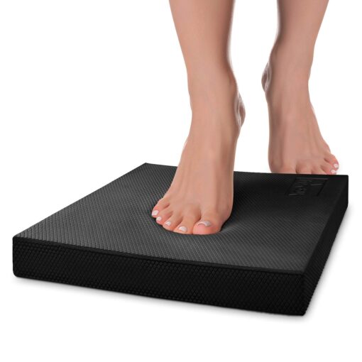 Yes4All Extra Large Foam Balance Pad, Non-Slip Foam Mat for Yoga & Balance Strength Training, Knee Pad for Physical Therapy A'.Black - L - 15,5" x 13" x 2"