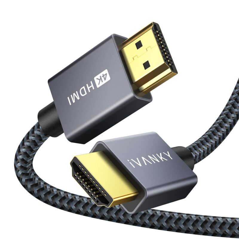 4K HDMI Cable 10 ft, iVANKY 18Gbps High Speed HDMI Cables, 4K@60Hz HDR HDMI 2.0 Aluminum Shell&Braided HDMI Cord, 4K 2K 1080P 3D 32AWG ARC for MacBook Pro 2021,UHD TV,Laptop,Monitor,PS4,Xbox One,&More 10 feet Grey 1