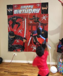 Amscan Action Packed Ninja Scene Setters Wall Decorating Kit, Red/Black, 59" x 65" 15 71XMwKxEYoL