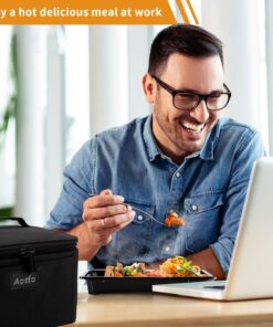 Aotto Portable Oven Personal Food Warmer - 110V Portable Mini Microwave Electric Heated Lunch Box for Work, Cooking and Reheating Meals in Office, Potlucks, Travel Hotel, Home Kitchen (Black) Black 29 71XNLCQL4VL