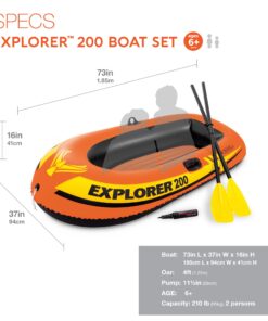 Alternative view of INTEX Explorer Inflatable Boat Series: Dual Air Chambers – Welded Oar Locks – Grab Handles – Bow Rope – Sporty Design Explorer 200 Set