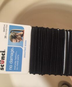 Scunci by Conair No Damage Assorted Sizes Elastics, for Women and Men, Elastic Hair Ties with No Damage in Black, 36 Pack Black Assorted Sizes 28 71XOPJKwHL
