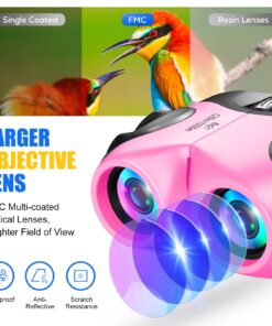 LET'S GO! Binocular for Kids, Compact High Resolution Shockproof Binoculars Light pink 10 71XS1Pd6agL