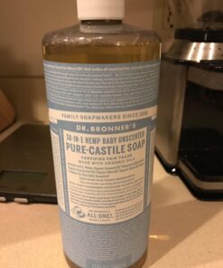 Dr. Bronner's - Pure-Castile Liquid Soap (Baby Unscented, 32 ounce) - Made with Organic Oils, 18-in-1 Uses: Face, Hair, Laundry and Dishes, For Sensitive Skin & Babies, No Added Fragrance, Vegan 32 Fl Oz (Pack of 1) 41 71XSR2oYBcL 1
