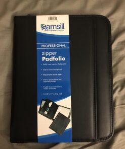 Samsill Professional Resume Padfolio with Secure Zippered Closure, 10.5 x 13 inches, Sleeve for 10.1 inch Tablet, 8.5 x 11 Notepad, Black Full Size 47 71XSloWK1sL