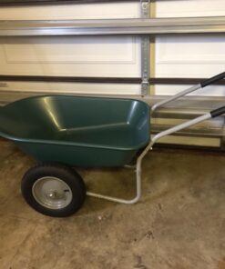 Best Choice Products Dual-Wheel Home Utility Yard Wheelbarrow Garden Cart w/Built-in Stand for Lawn, Gardening, Grass, Soil, Bricks, and Construction, Green 48 71XStKqgaPL